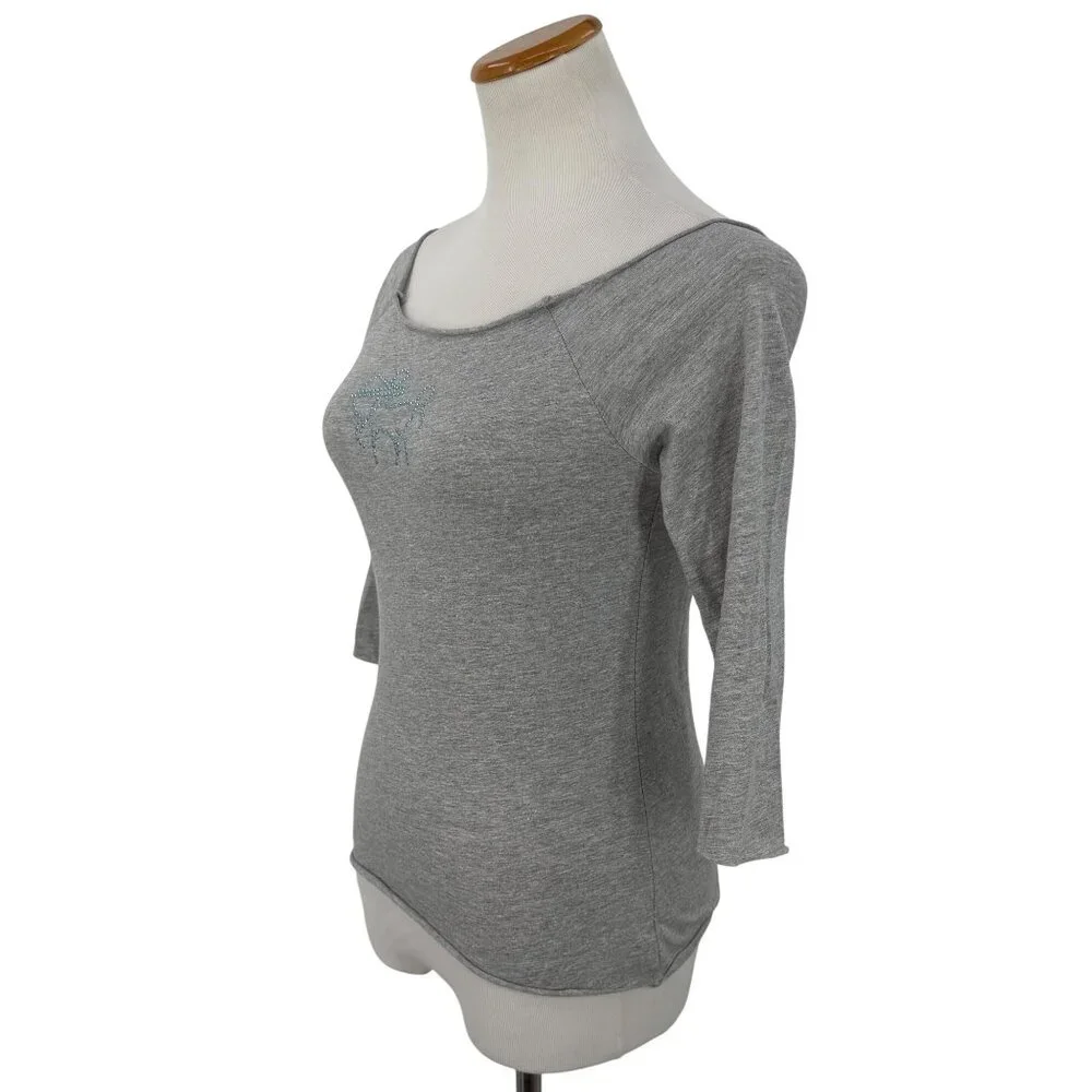 Vtg 90s NWT Gray Studded Sagittarius Zodiac Tee | McBling Noughties Grunge Y2K M - Picture 9 of 15